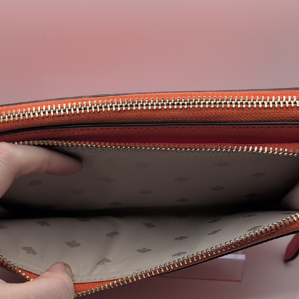 KATE SPADE Grove Street Anita Double Zip Wristlet Wallet in Orange - Picture 12 of 14